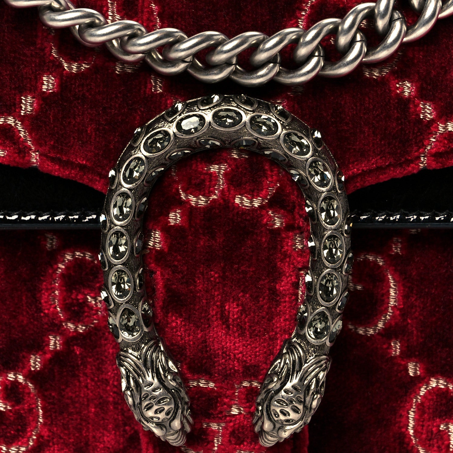 Gucci Velvet Skipper Crystal GG Monogram Small Dionysus Shoulder Bag Red Cipria Black Black Diamond 9 of 11