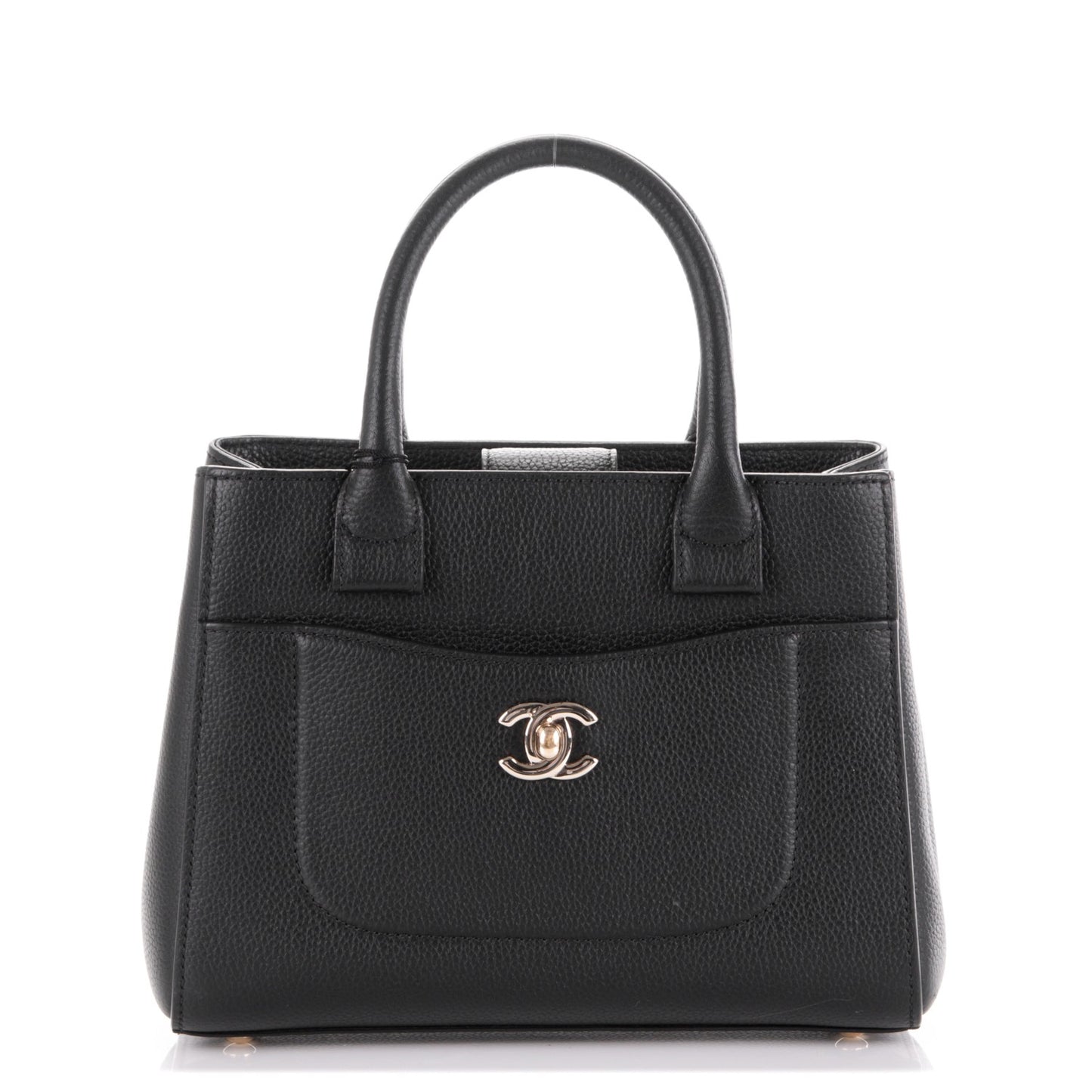 Grained Calfskin Mini Neo Executive Shopper Tote Black