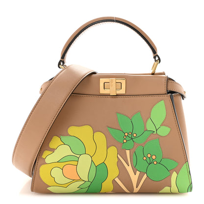 Fendi Nappa Nubuck Pequin Flower Inlay Mini Peekaboo Iconic Satchel Cuoio Multicolor 1 of 8
