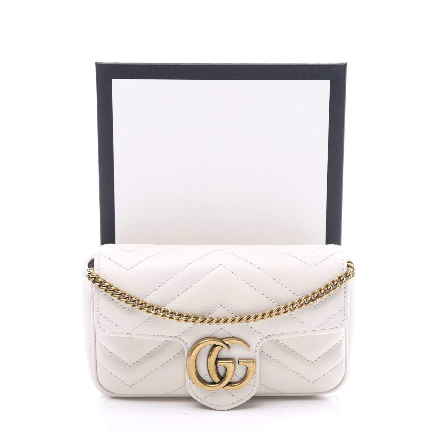 Gucci Calfskin Matelasse Super Mini GG Marmont Shoulder Bag White 10 of 10