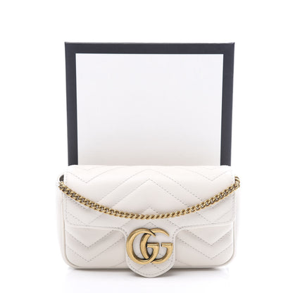 Gucci Calfskin Matelasse Super Mini GG Marmont Shoulder Bag White 10 of 10