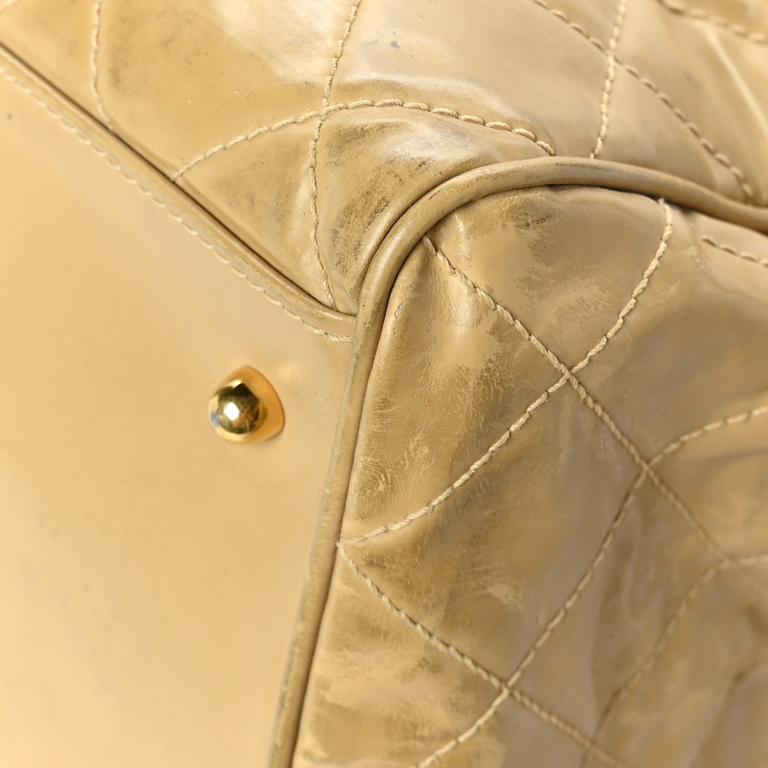 Chanel Vinyl Stitched XL Weekender Beige 12 of 15