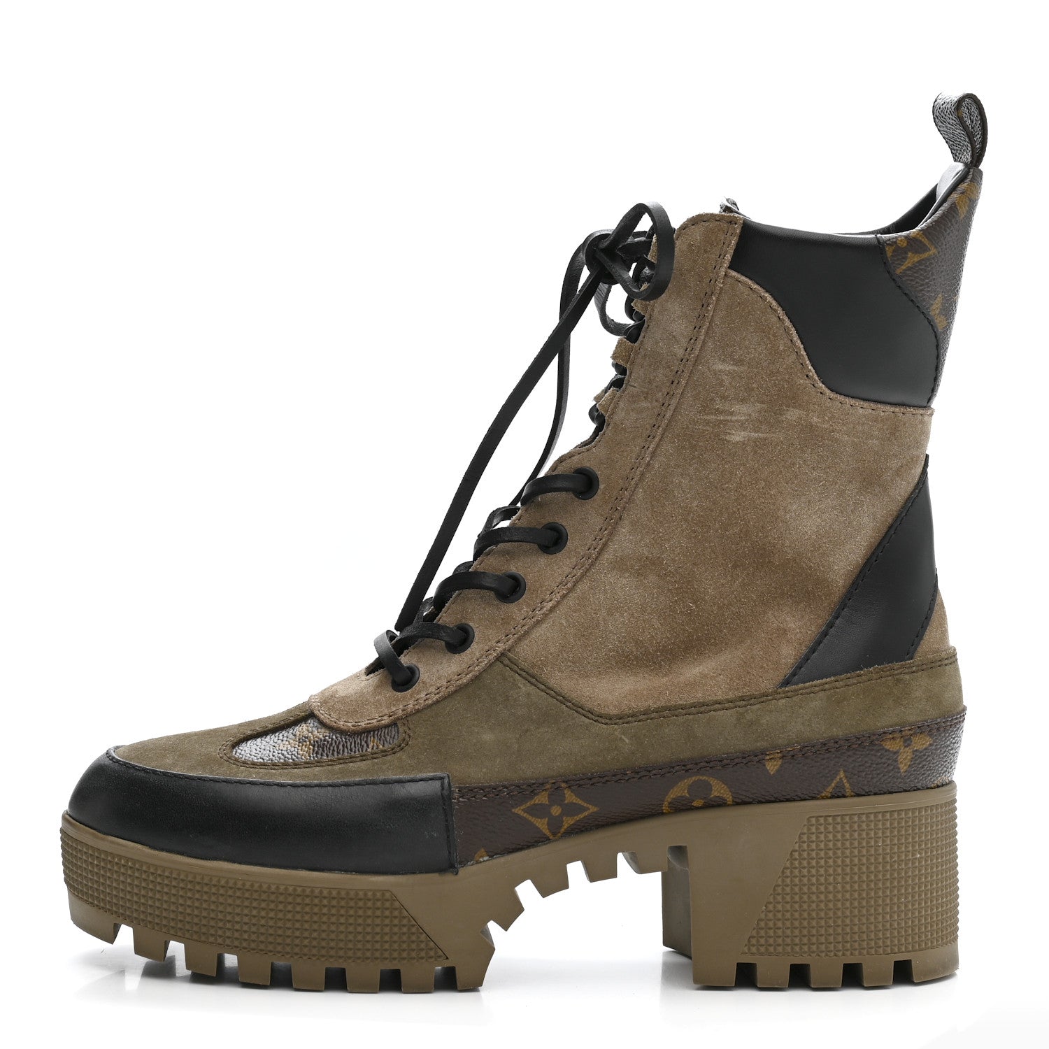 Louis Vuitton Suede Calfskin Monogram Laureate Platform Desert Boots 38.5 Taupe 1 of 9