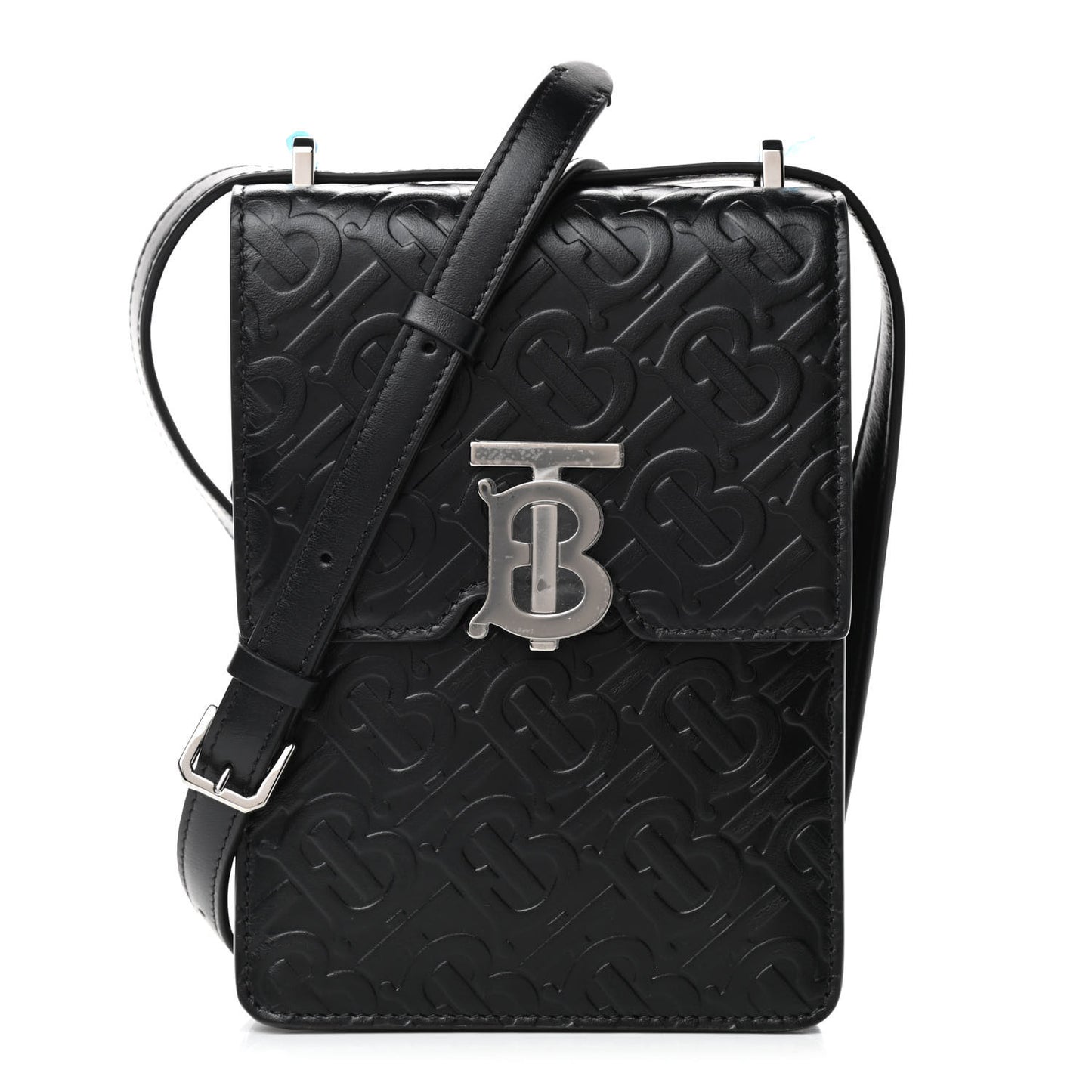 Calfskin Embossed Monogram TB Robin Bag Black