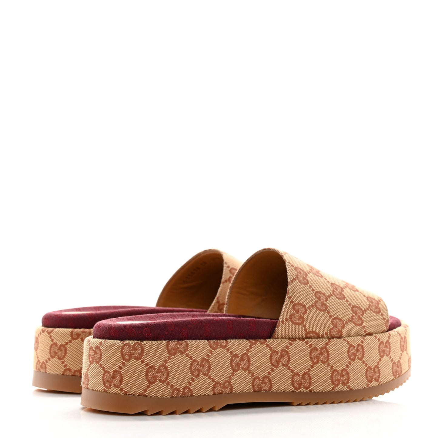 Canvas GG Monogram Angelina Platform Slide Sandals 38 Beige Ruggine