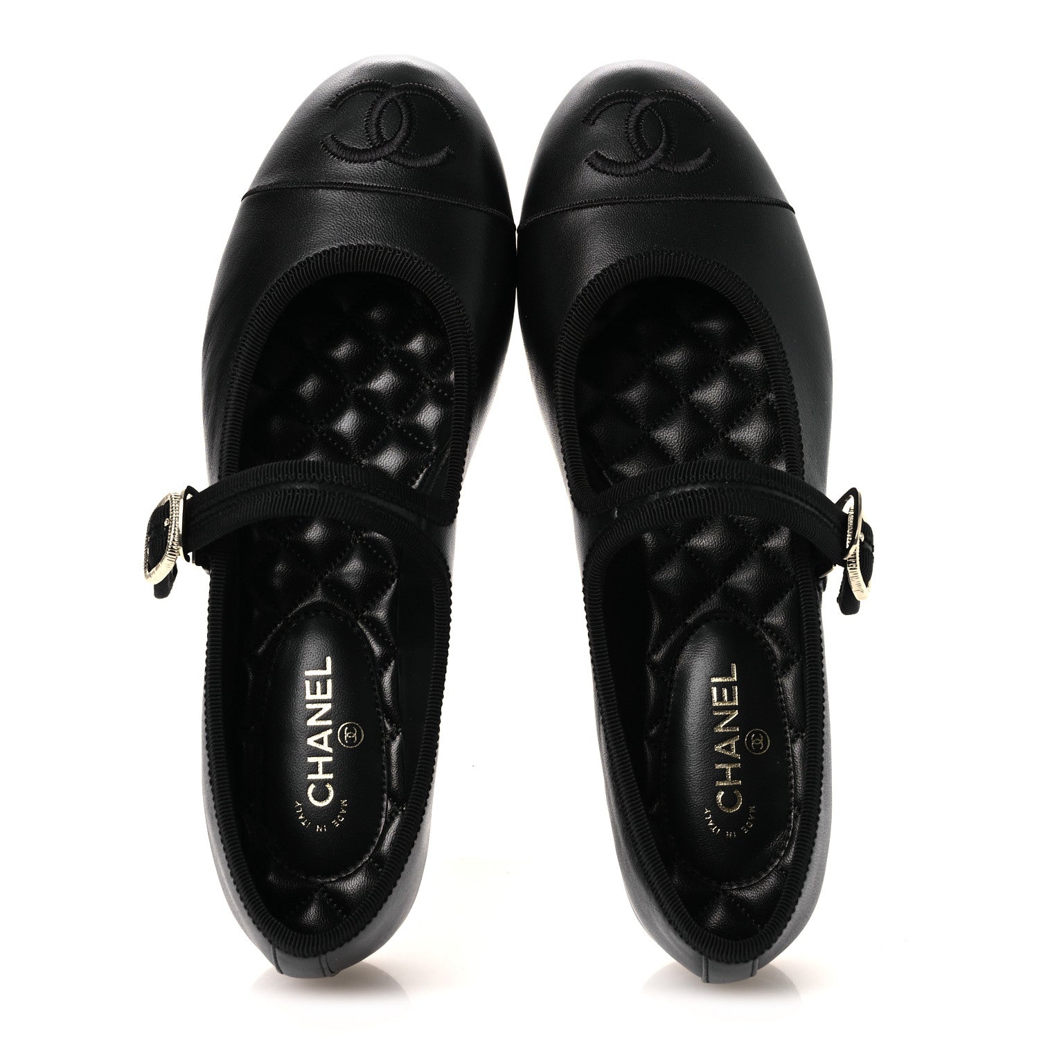 Chanel Lambskin Mary Jane Flats 37.5 Black 2 of 11