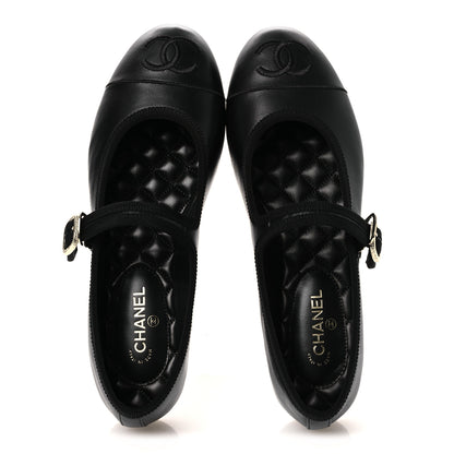 Chanel Lambskin Mary Jane Flats 37.5 Black 2 of 11