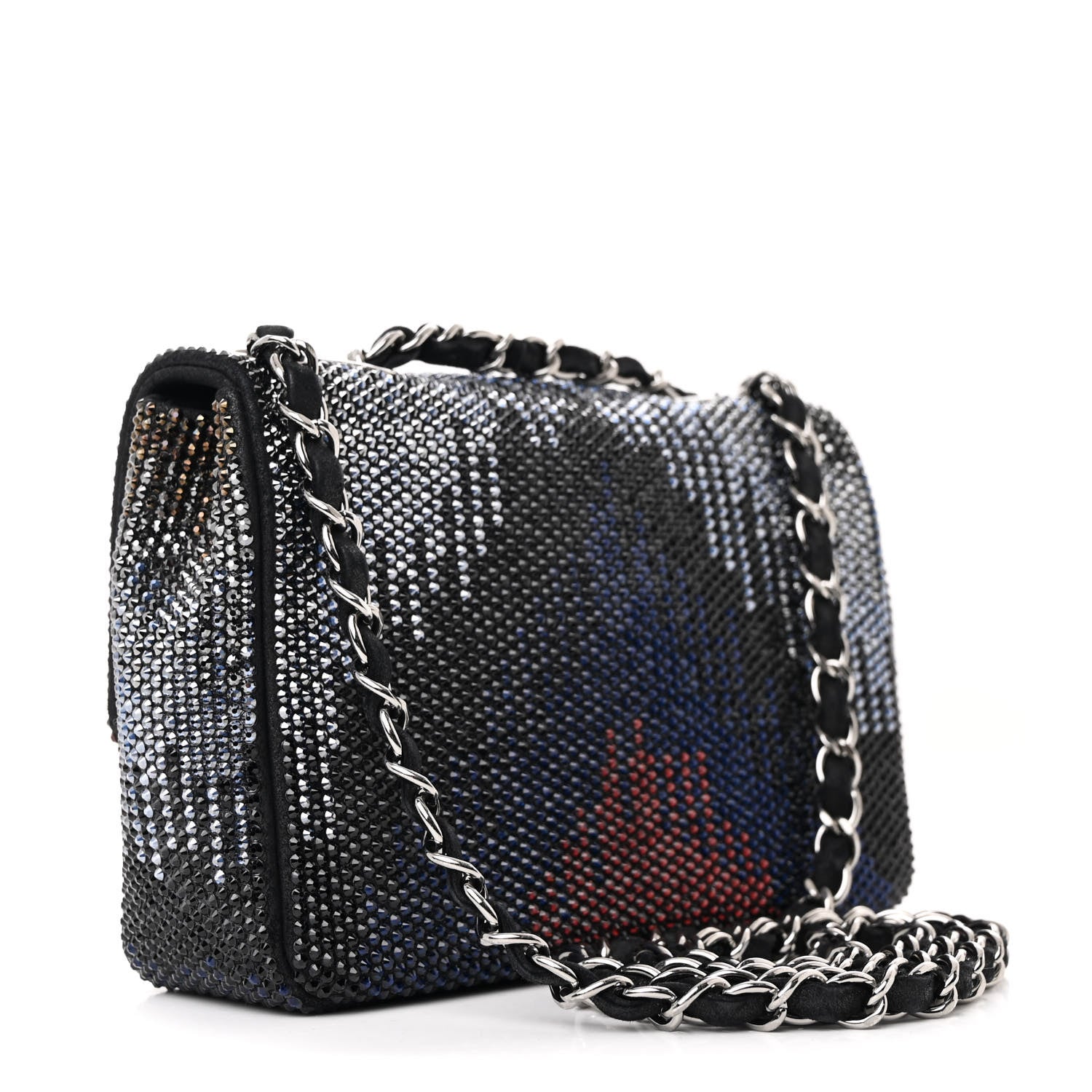 Chanel Suede Calfskin Crystal Mini Single Flap Multicolor 3 of 10
