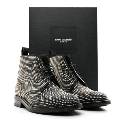 Saint Laurent Calfskin Mens Studded Lace Up Boots 41.5 Black 9 of 9