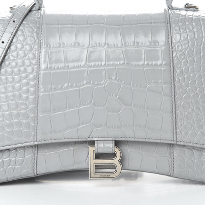 Balenciaga Shiny Calfskin Crocodile Embossed Medium Hourglass Top Handle Bag Balenciaga Grey 9 of 15