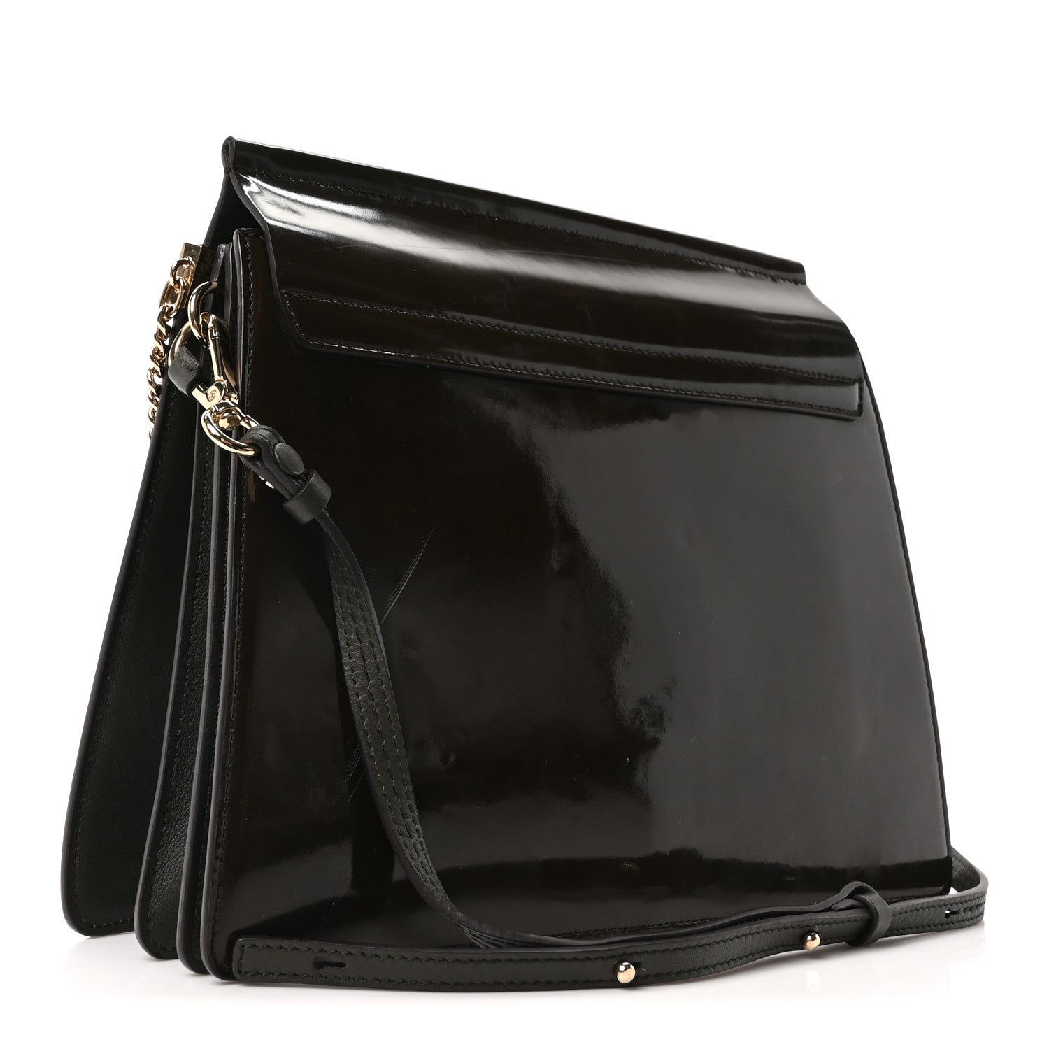 Chloe Patent Medium Faye Shoulder Bag Deep Forest 3 of 10