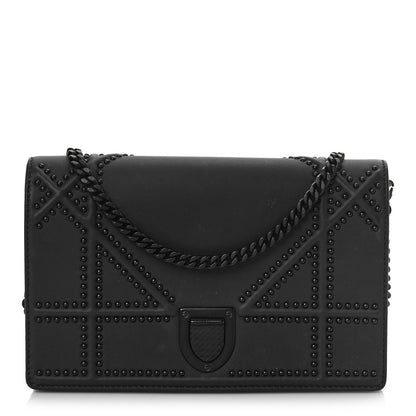 Christian Dior Ultra Matte Calfskin Studded Diorama Wallet on Chain Pouch Black 1 of 7