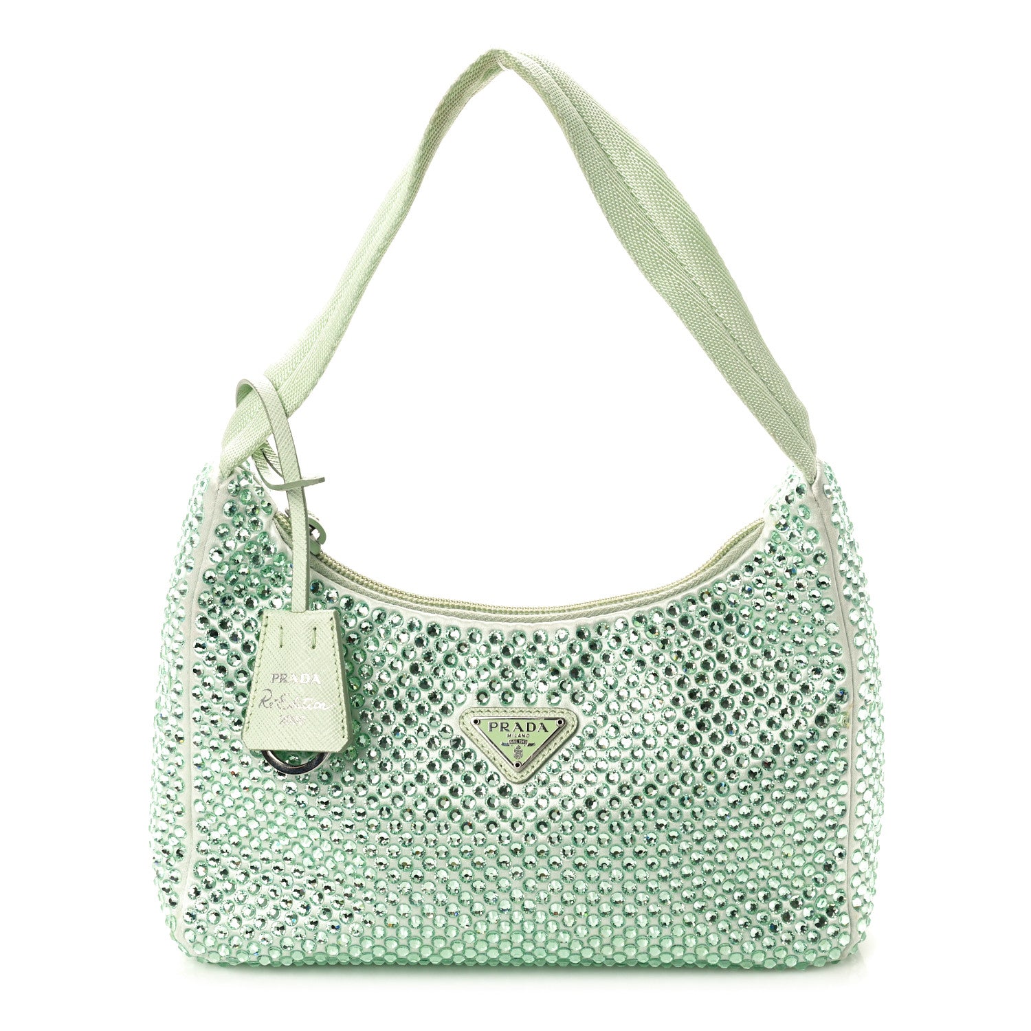 Prada Satin Crystal Mini Re-Edition 2000 Bag Acqua 1 of 10
