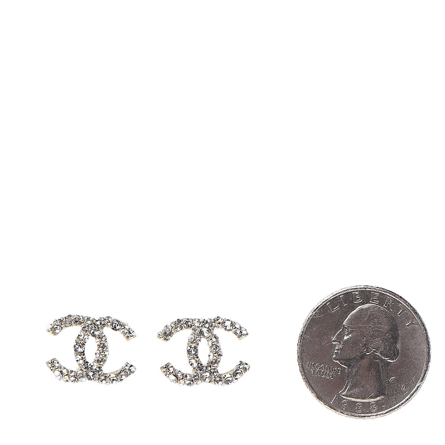 Chanel Crystal CC First Class Stud Earrings Gold 2 of 5