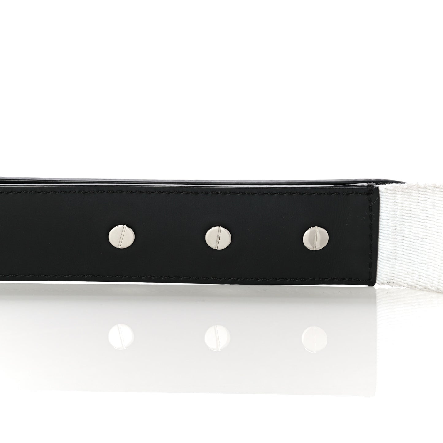 Canvas Calfskin FF 1974 Studded Strap You Black White