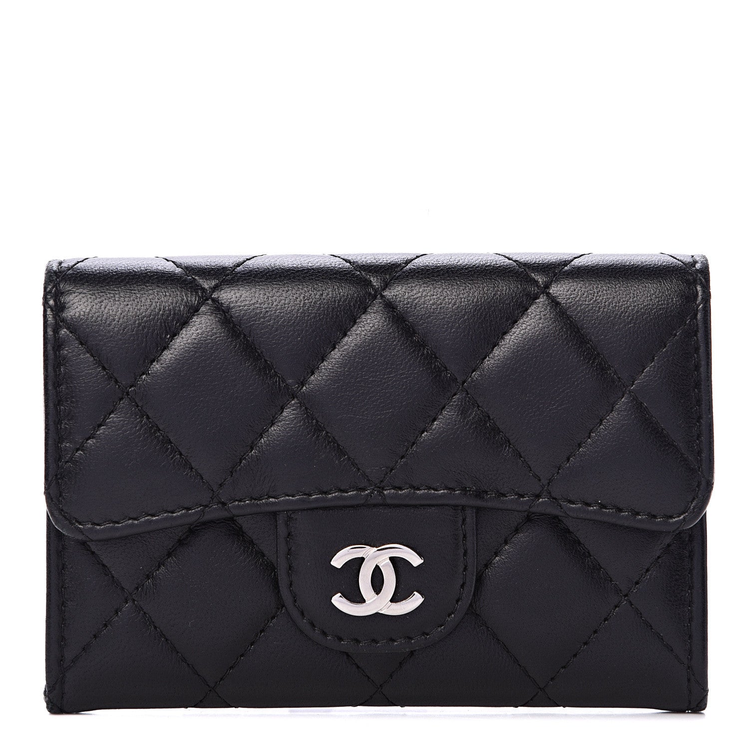 Chanel Lambskin Quilted Flap Card Holder Black 1 of 12