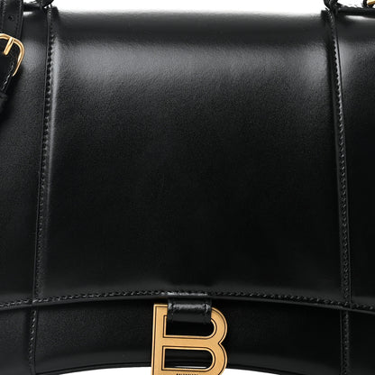 Balenciaga Shiny Box Calfskin Medium Hourglass Top Handle Bag Black 7 of 9