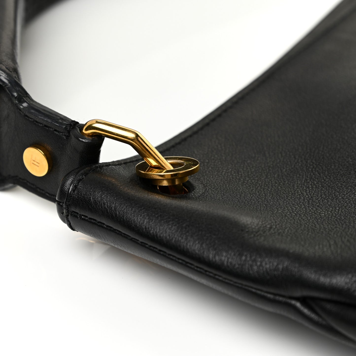 Calfskin Zipper Strap Hobo Black