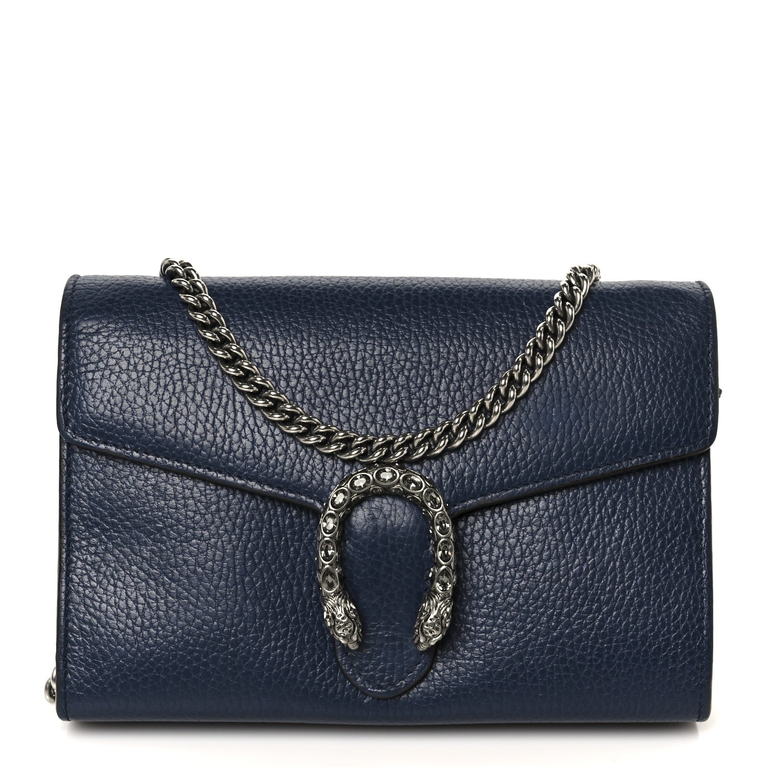 Gucci Dollar Calfskin Crystal Mini Dionysus Chain Wallet Blue Agata Black Diamond 1 of 10