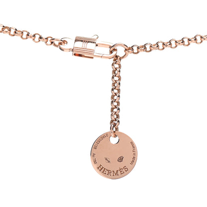 Hermes 18K Rose Gold Diamond PM Kelly Clochette Necklace 4 of 5