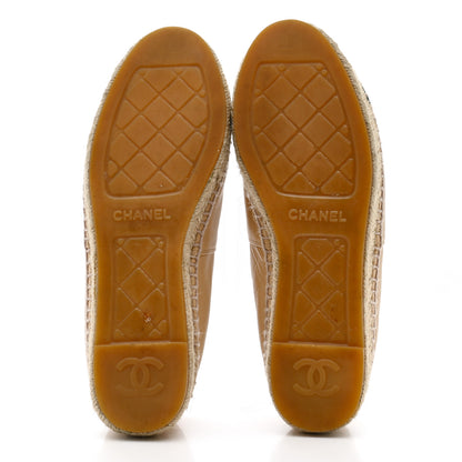 Chanel Lambskin CC Espadrilles 39 Beige Black 6 of 10