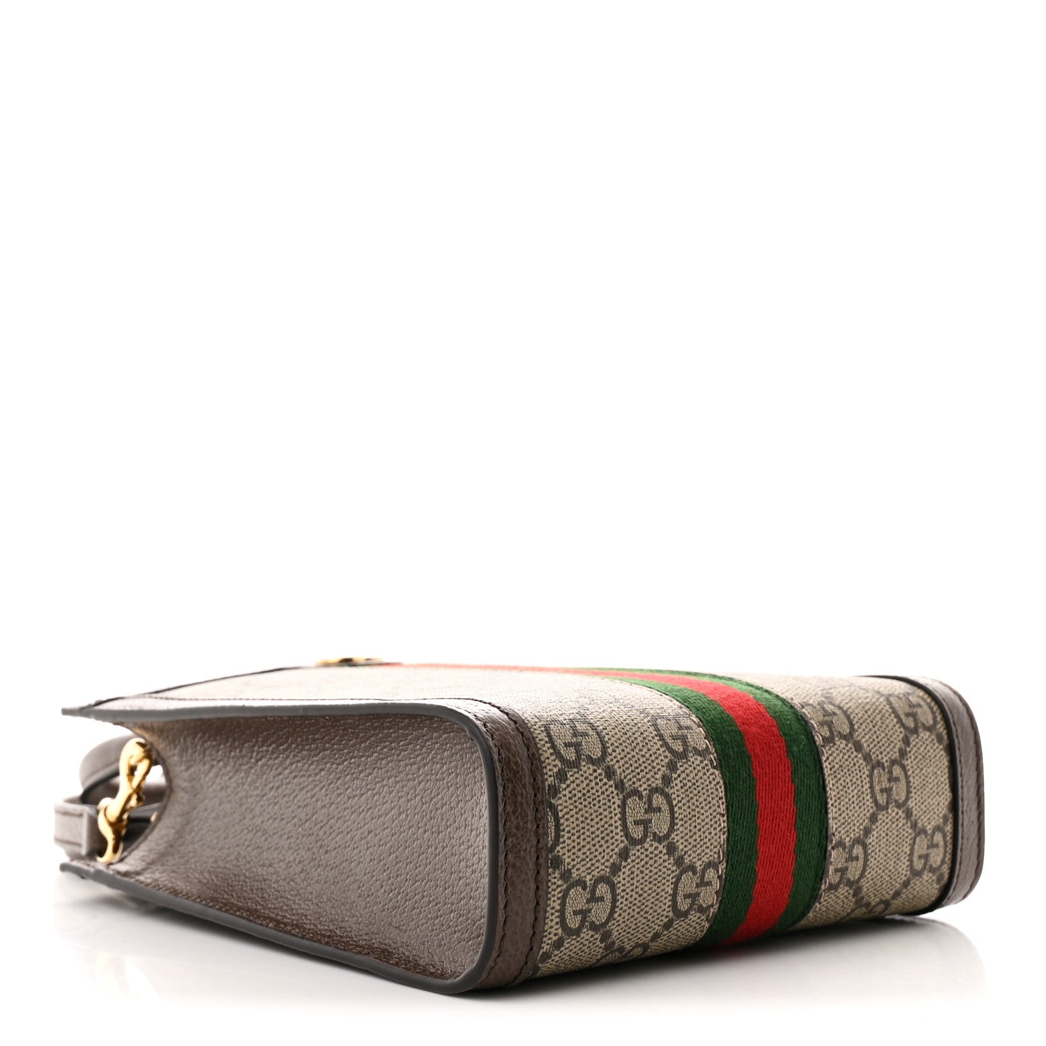 Gucci GG Supreme Monogram Textured Dollar Calfskin Web Super Mini Ophidia Mini Tote Bag Beige Ebony New Acero 4 of 11