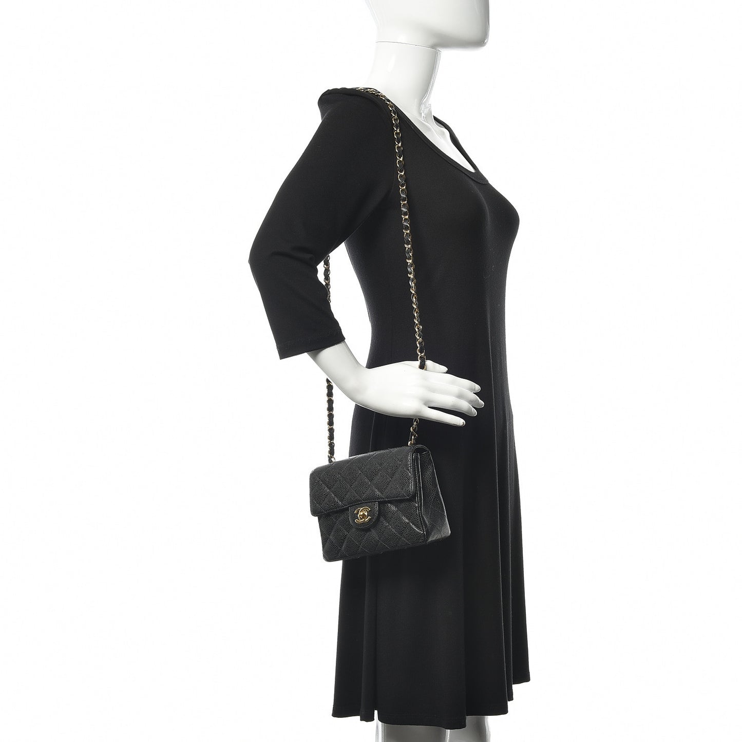 Caviar Quilted Mini Square Flap Black