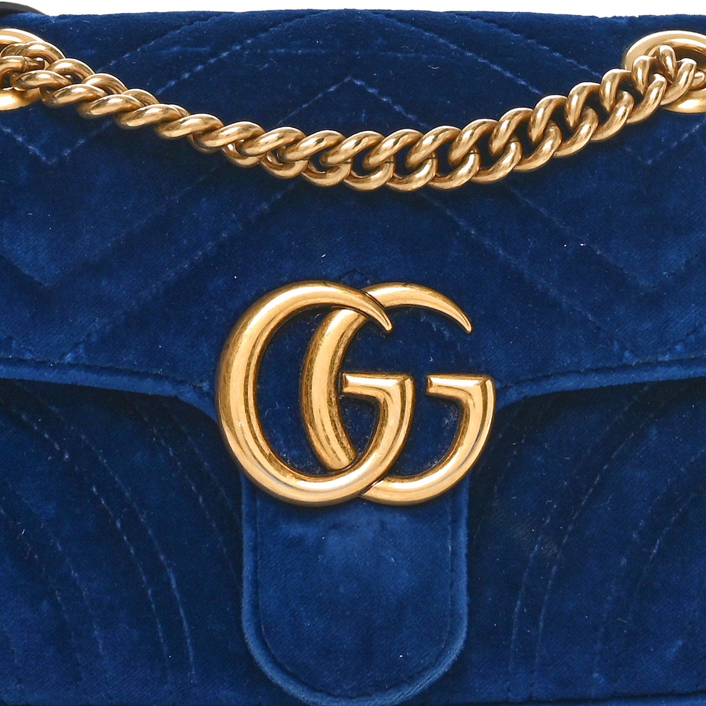 Velvet Matelasse Mini GG Marmont Shoulder Bag Cobalt Blue