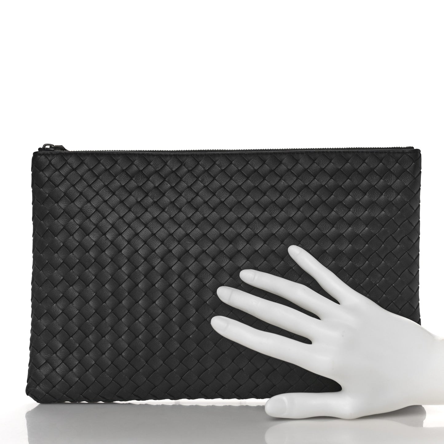 Nappa Intrecciato Medium Zip Pouch Black