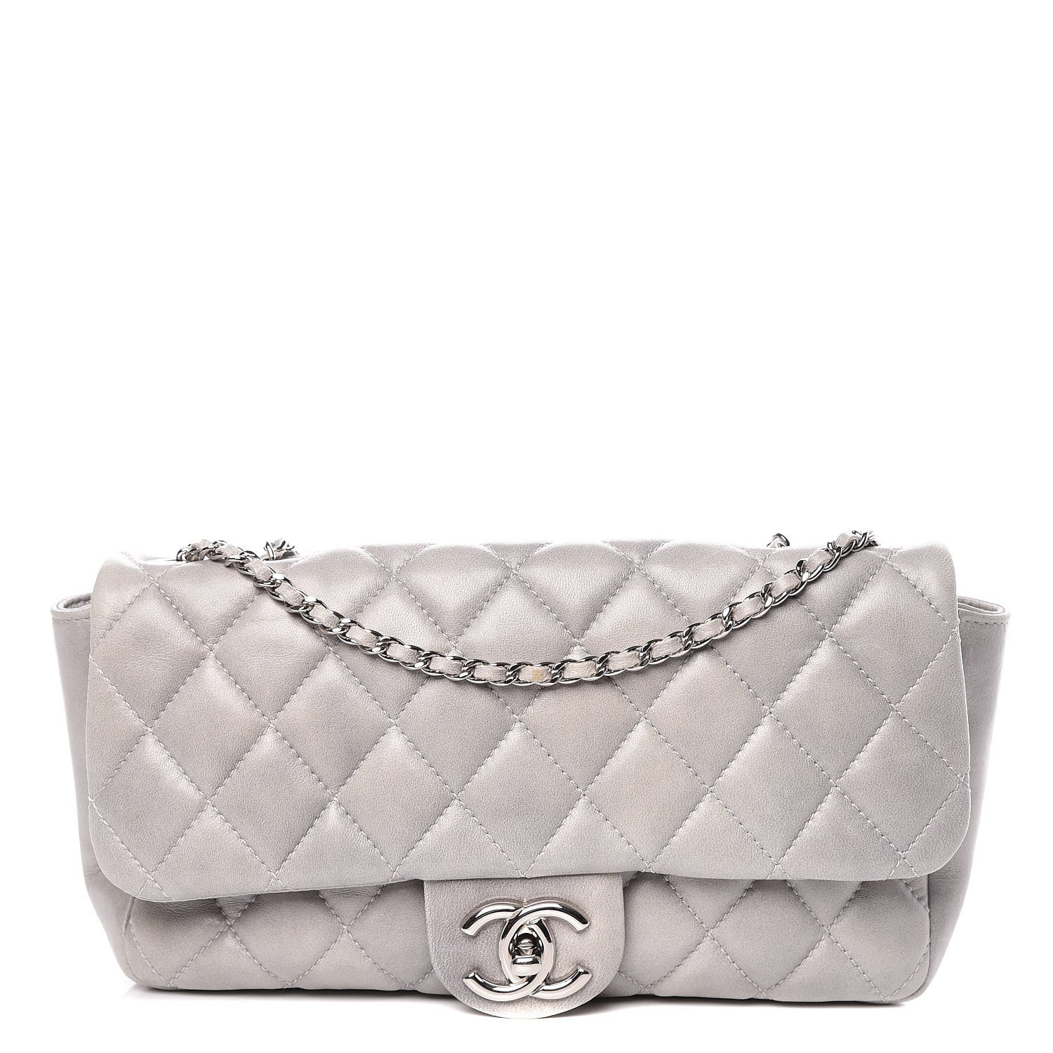 Chanel Rubber Quilted Lambskin Medium Coco Rain Flap Grey 1 of 14