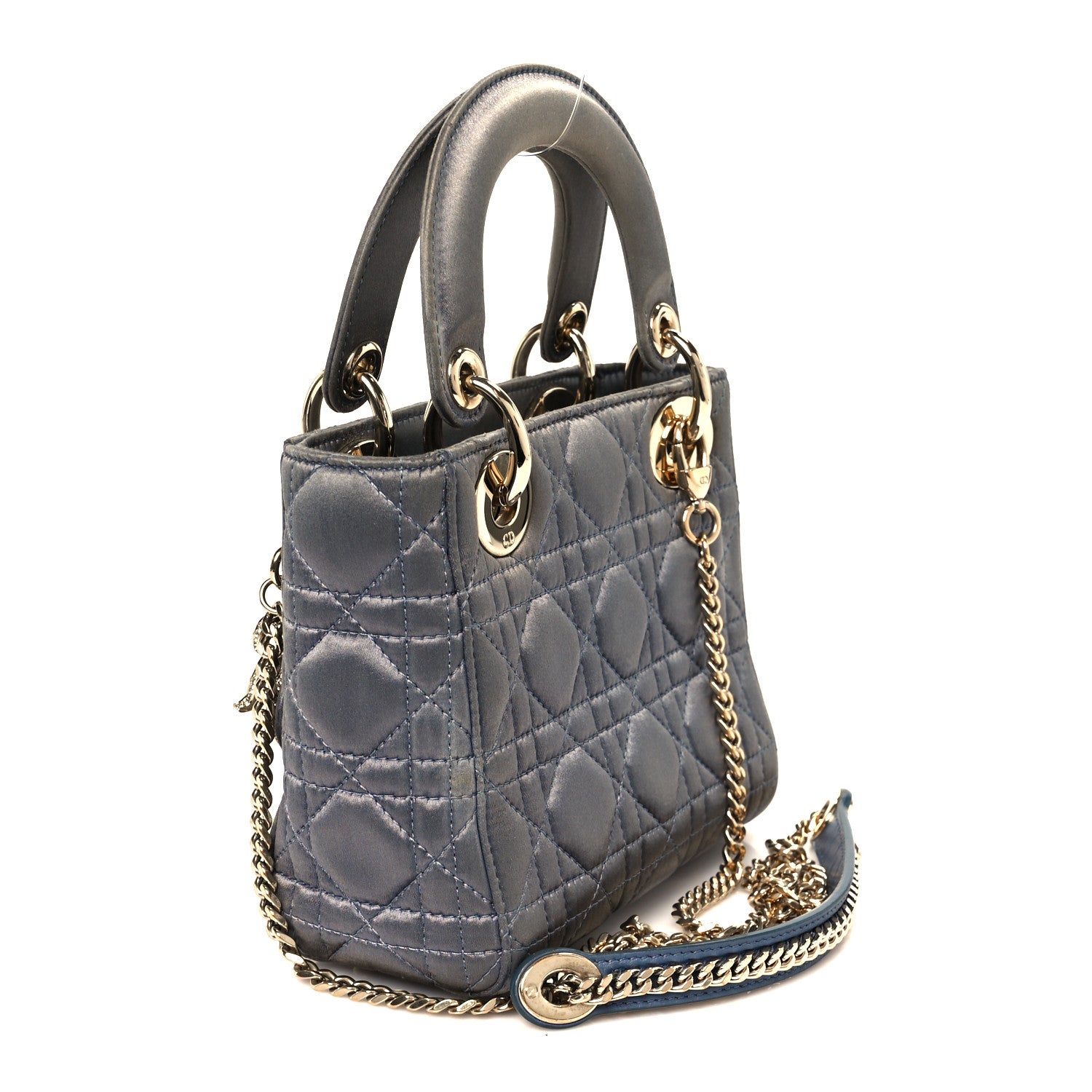 Christian Dior レディディオール　ケース　グレー Christian Dior Satin Swarovski Crystal Cannage Mini Lady Dior Grey