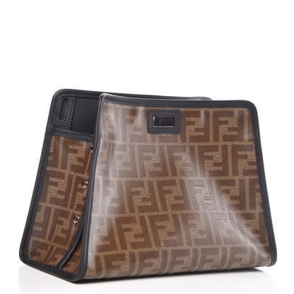 Fendi Glazed Fabric Vitello Century FF 1974 Stamp Patch Mini Peekaboo Defender Cover Mogano Panna Black 3 of 9