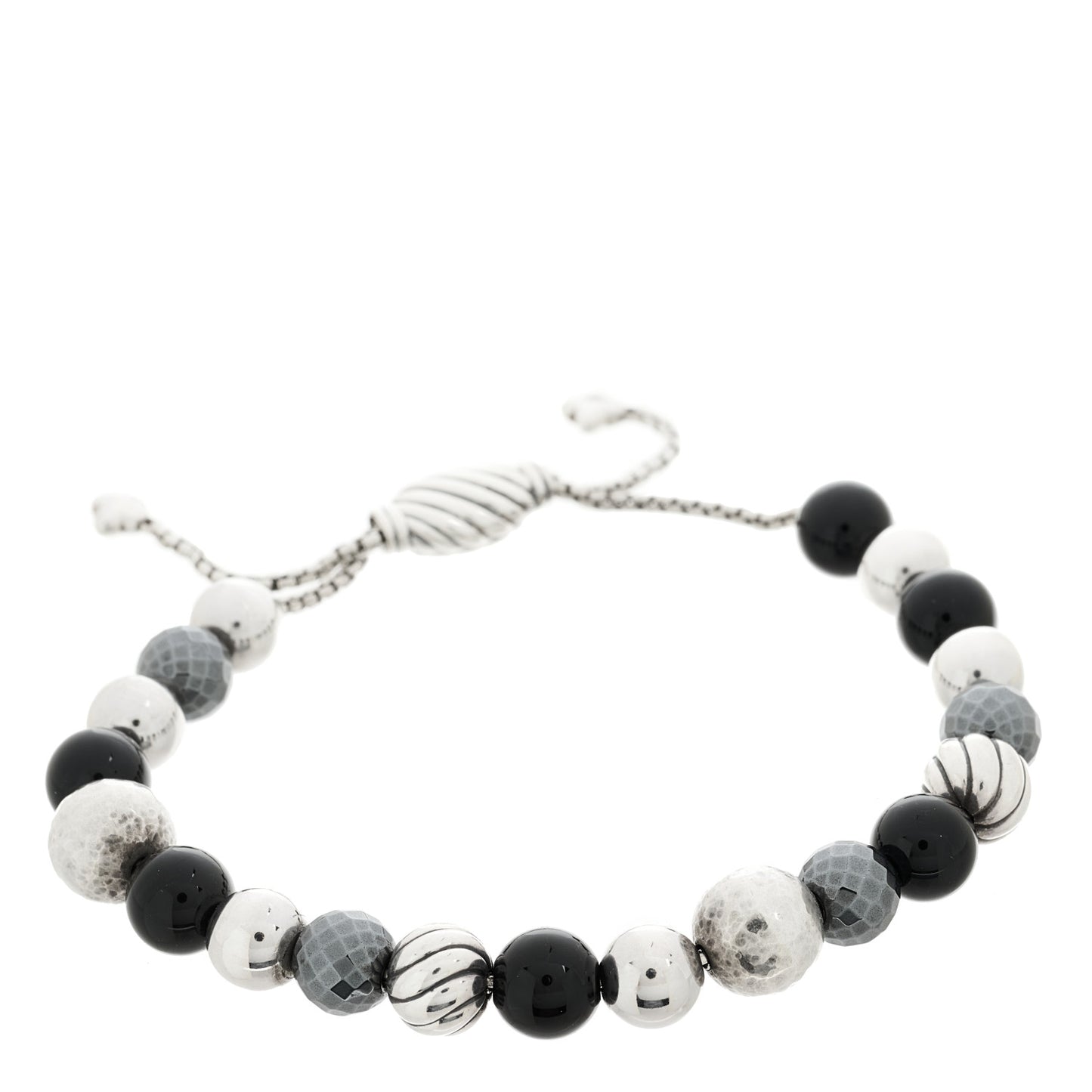 Sterling Silver Black Onyx Hematite 8mm Elements Bead Bracelet
