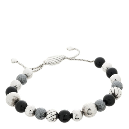 David Yurman Sterling Silver Black Onyx Hematite 8mm Elements Bead Bracelet 1 of 3
