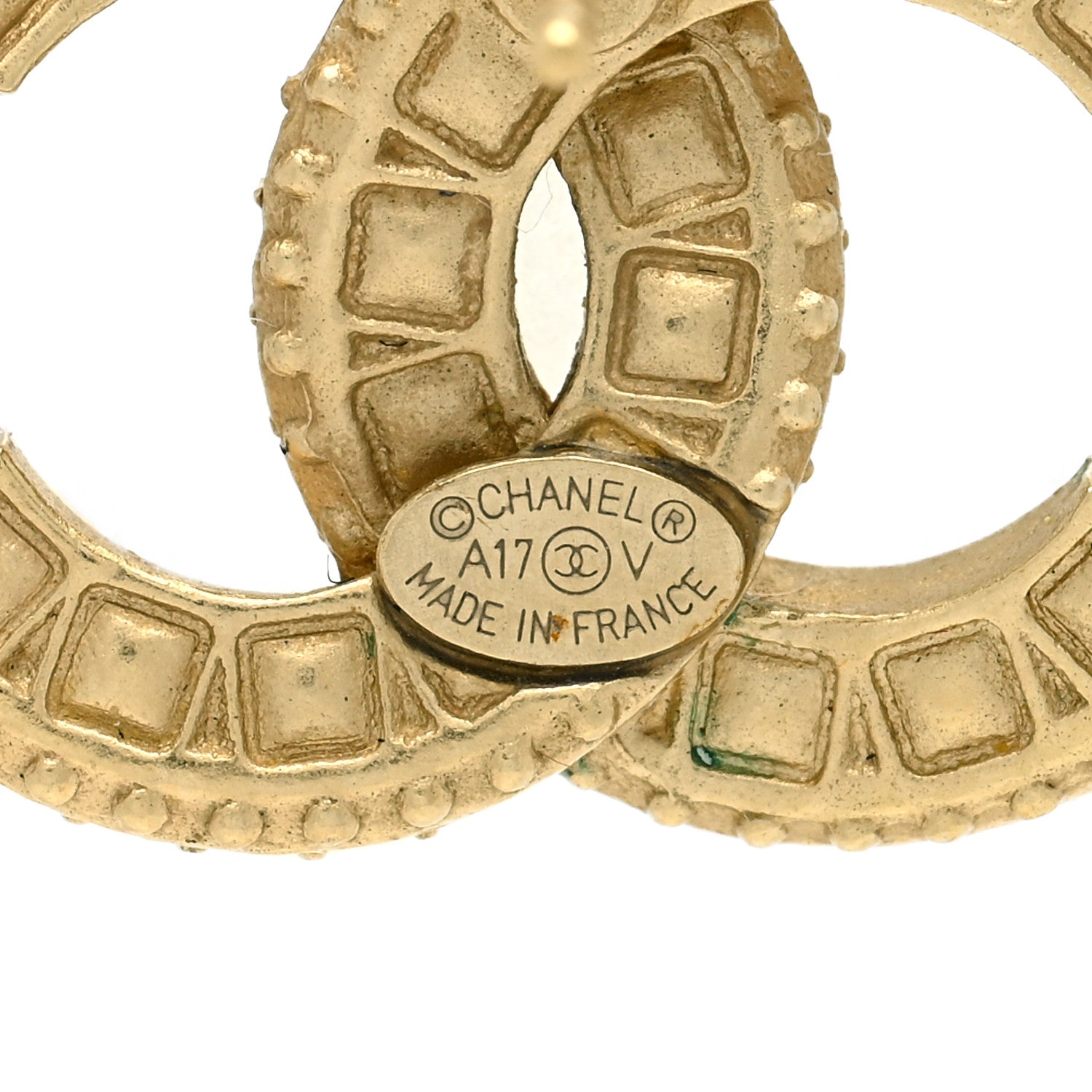 Chanel Crystal Timeless CC Earrings Light Gold 4 of 4