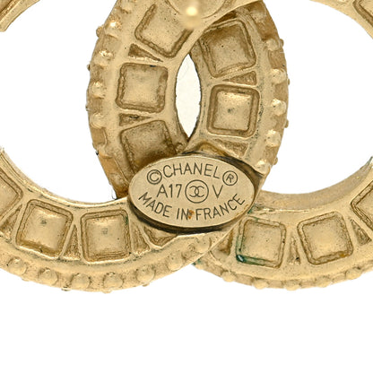 Chanel Crystal Timeless CC Earrings Light Gold 4 of 4