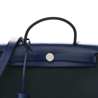 Hermes Vache Hunter Toile Herbag Zip 31 PM Vert Cypress Bleu Saphir 8 of 11