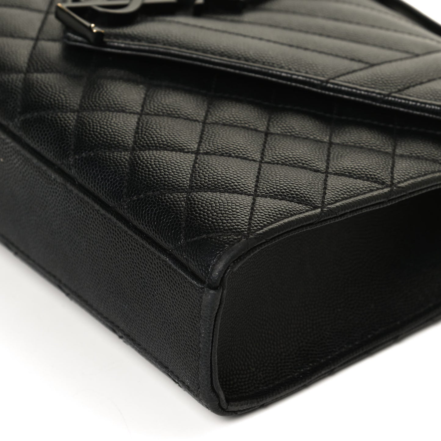 Grain De Poudre Textured Mixed Matelasse Triquilt Medium Monogram Satchel Black