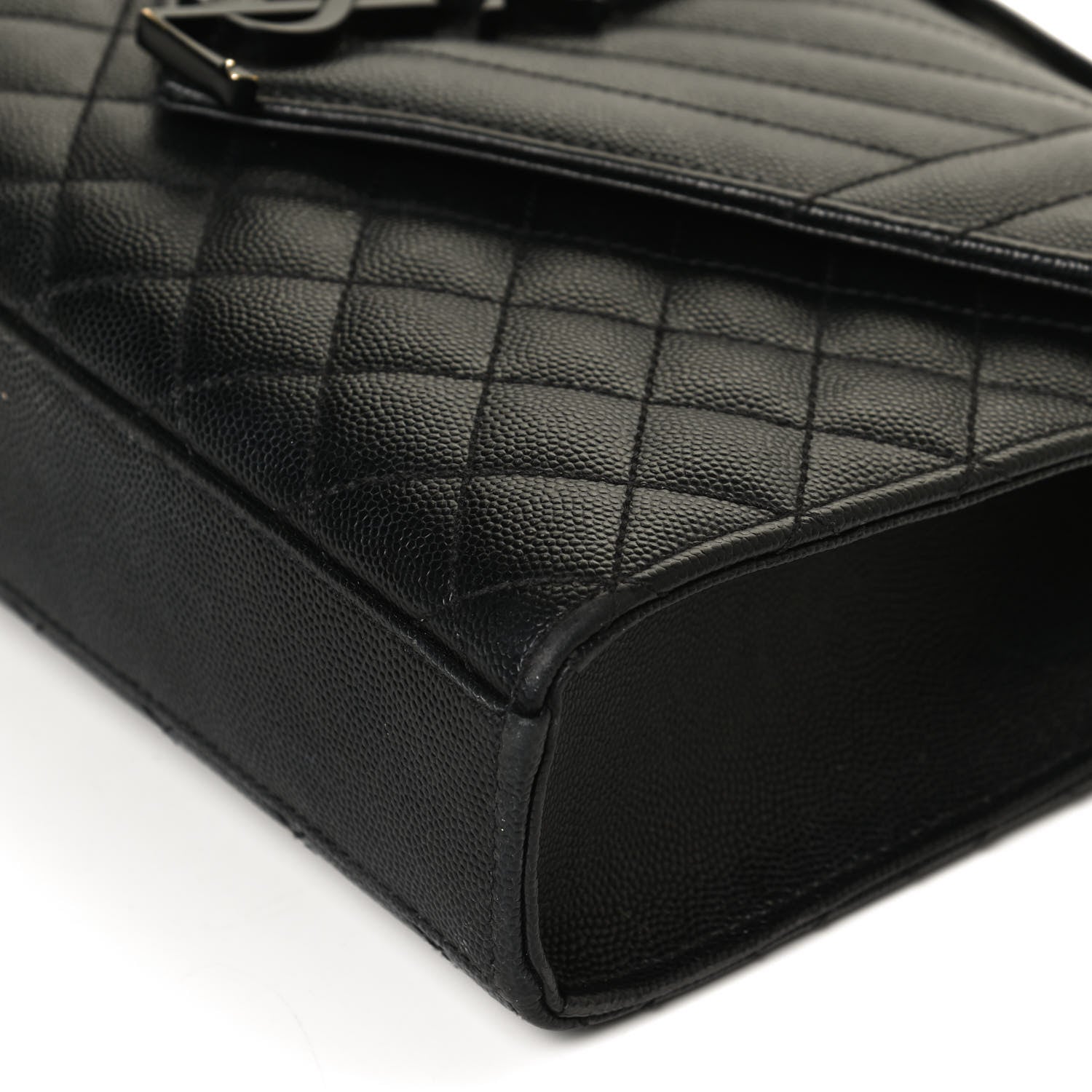 Saint Laurent Grain De Poudre Textured Mixed Matelasse Triquilt Medium Monogram Satchel Black 12 of 13