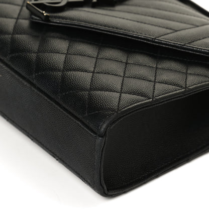 Saint Laurent Grain De Poudre Textured Mixed Matelasse Triquilt Medium Monogram Satchel Black 12 of 13