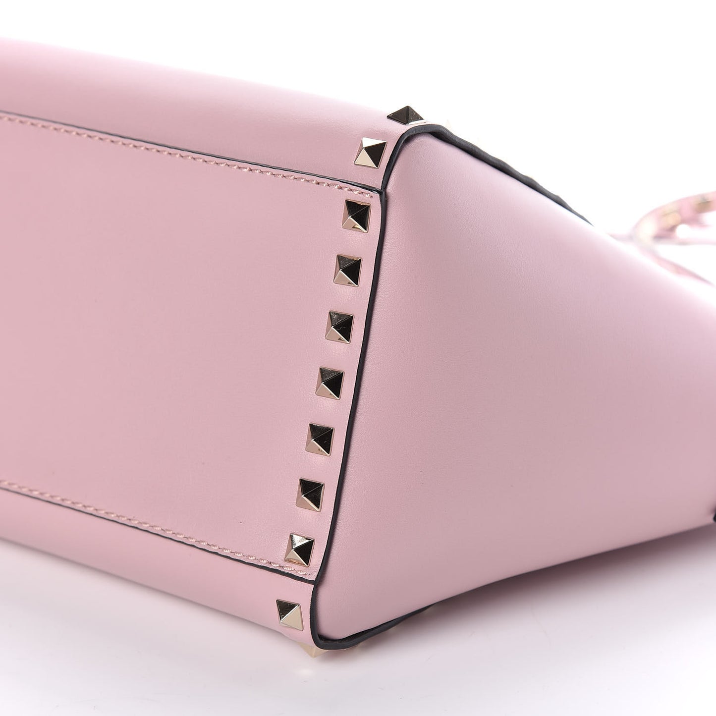 Vitello Small Rockstud Double Handle Tote Water Rose