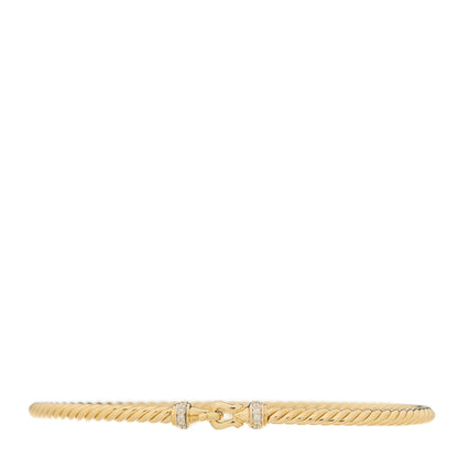 David Yurman 18K Yellow Gold Diamond 2.6mm Cable Collectibles Buckle Bracelet 1 of 4