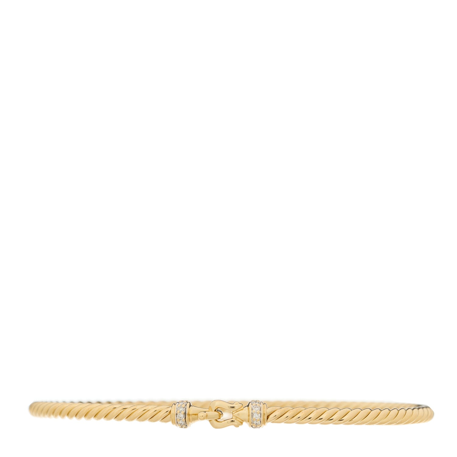 David Yurman 18K Yellow Gold Diamond 2.6mm Cable Collectibles Buckle Bracelet 1 of 4