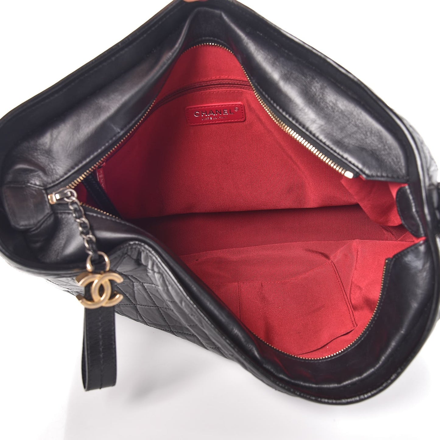 Aged Calfskin Quilted Large Gabrielle Hobo Black