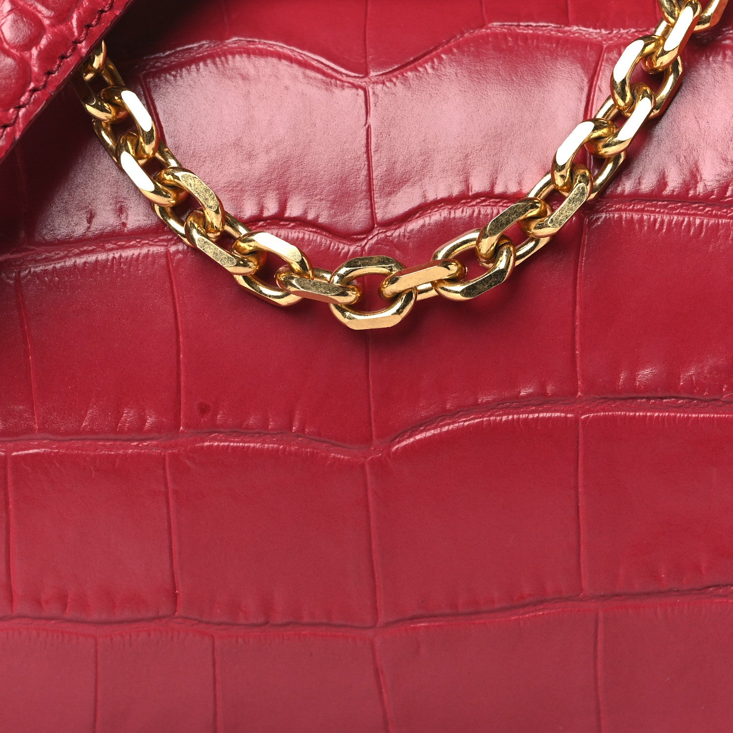 Alexander McQueen Calfskin Crocodile Embossed Box Shoulder Bag 19 Red 7 of 9