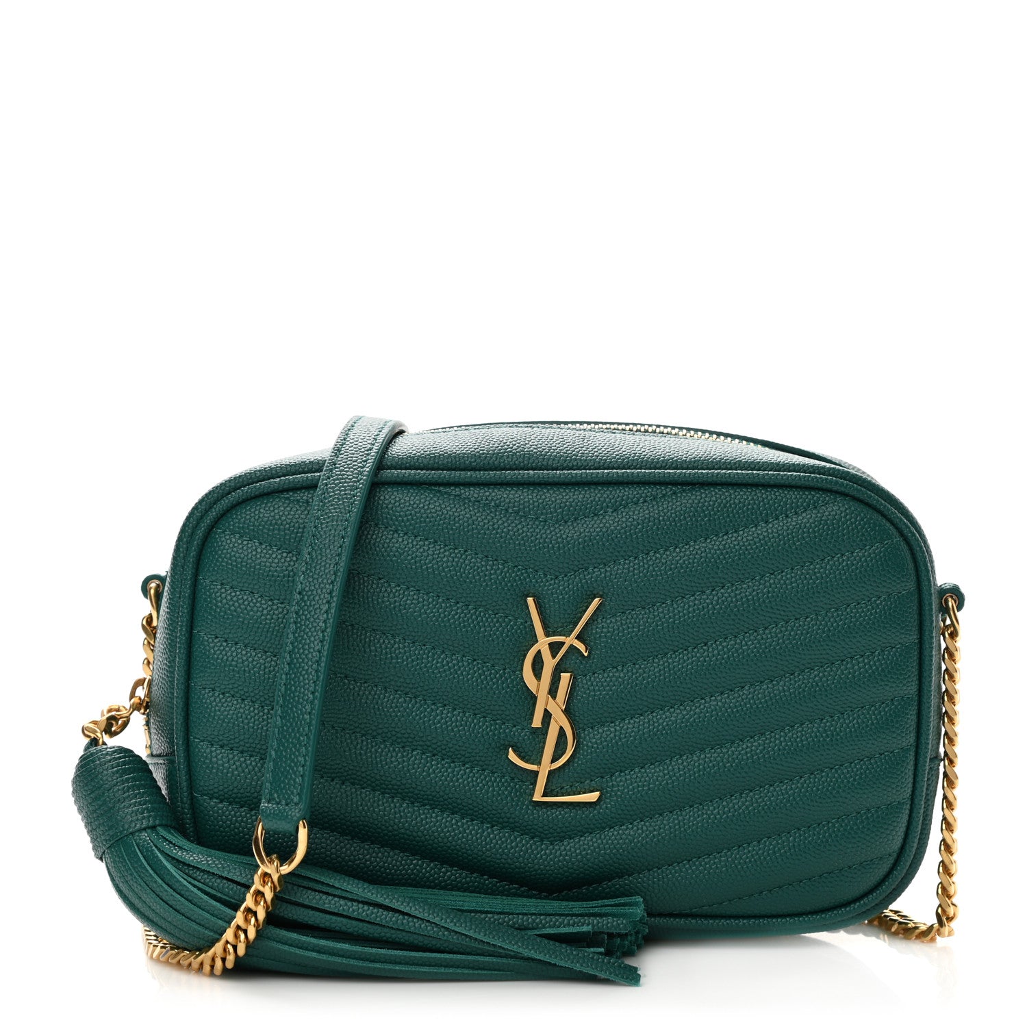 Saint Laurent Grain De Poudre Matelasse Monogram Mini Lou Camera Bag Brilliant Grass 1 of 8