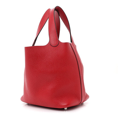 Hermes Taurillon Clemence Picotin Lock 18 PM Rouge Casaque 3 of 14