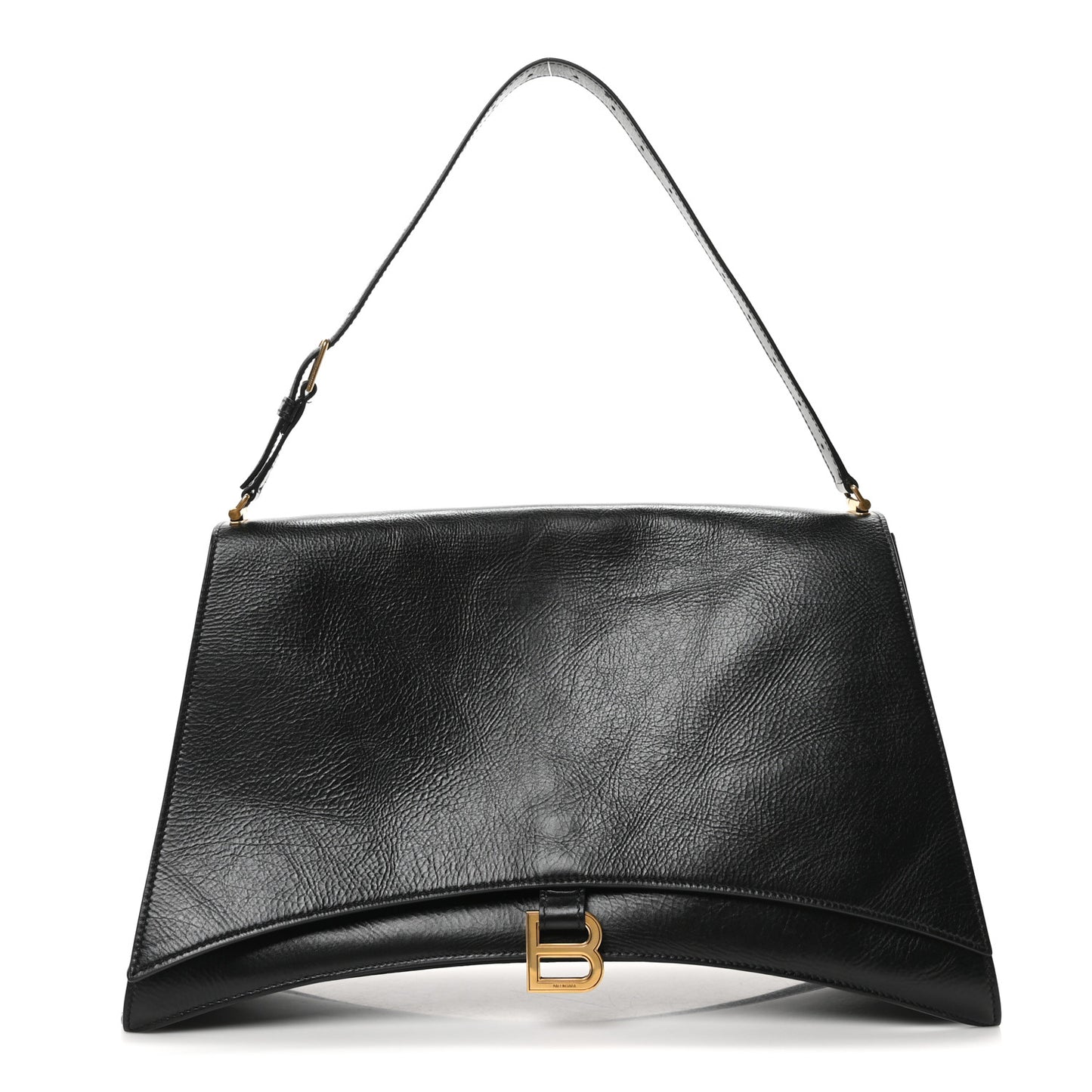 Paper Calfskin Large Crush Sling Bag Black