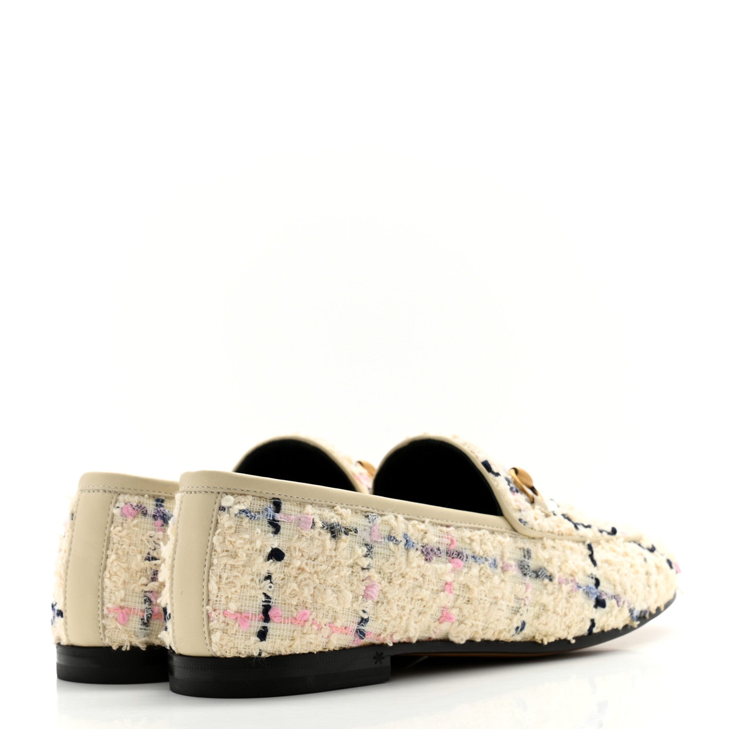 Gucci Wool Tweed Boucle Horsebit Womens Jordaan Loafers 36.5 Ivory 4 of 10