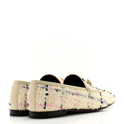 Gucci Wool Tweed Boucle Horsebit Womens Jordaan Loafers 36.5 Ivory 4 of 10